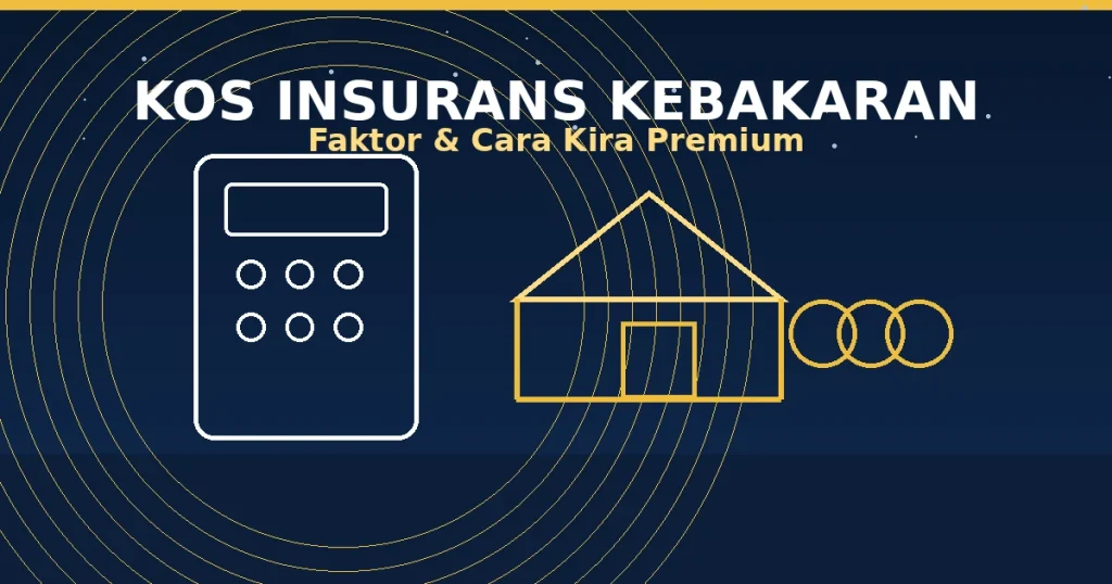 Pemilik rumah mengira kos insurans kebakaran dengan kalkulator dan dokumen polisi