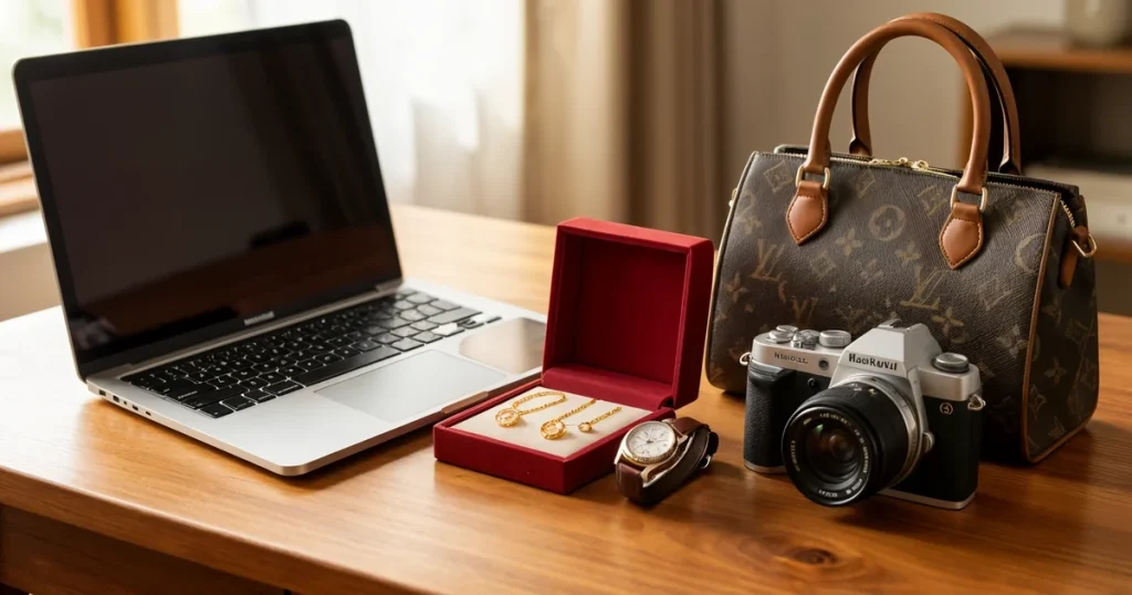 Barangan berharga seperti laptop, telefon, barang kemas dan jam tangan yang dilindungi insurans isi rumah